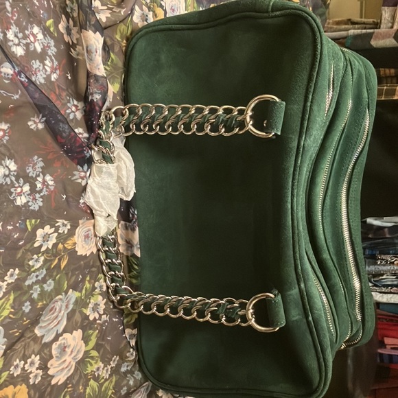 Avon NWO tags- stunning hunter green suede handbag - Picture 7 of 15